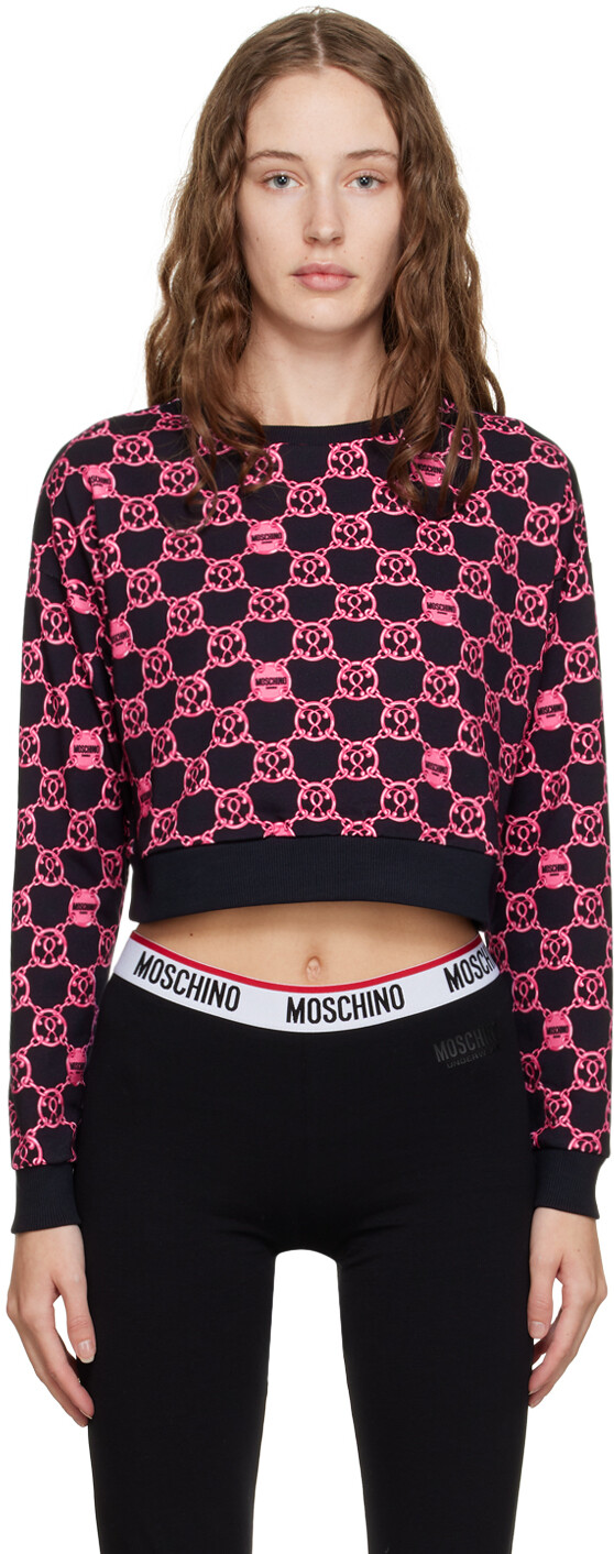 

Черно-розовая толстовка с цепочками Moschino