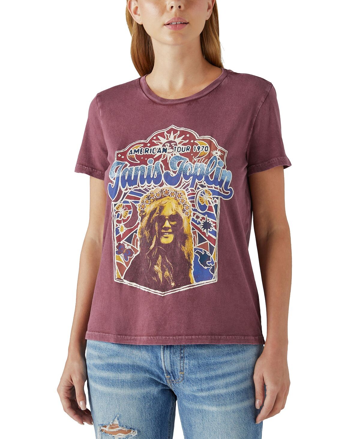 

Женская хлопковая футболка с графическим принтом janis joplin Lucky Brand, мульти