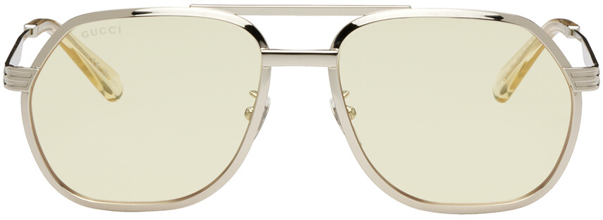 

Серебряные солнцезащитные очки Navigator Gucci