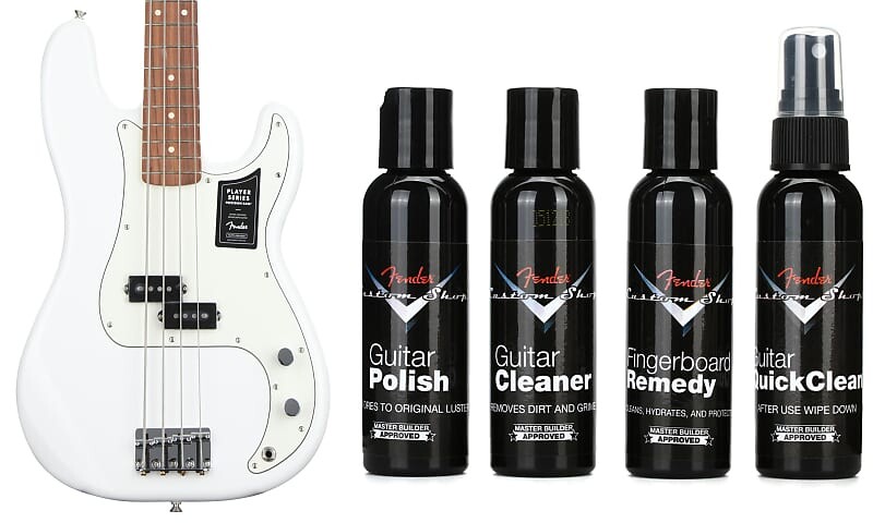 

Бас-гитара Fender Player Precision Bass — Polar White с накладкой Pau Ferro в комплекте с Fender Custom Shop Deluxe Guitar Care System — 4 шт. в упаковке 0149803515=1 0990539000=1