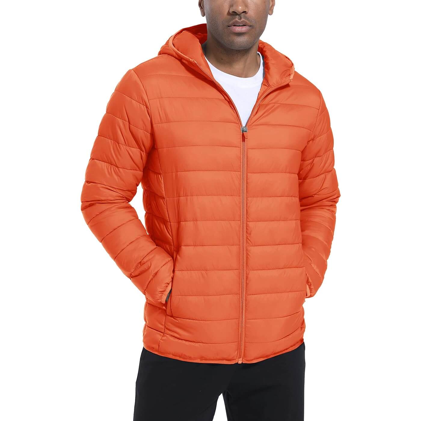 Утепленная легкая куртка с капюшоном Tacvasen Puffer Water-Repellent Windbreaker, оранжевый стеганая утепленная куртка с капюшоном