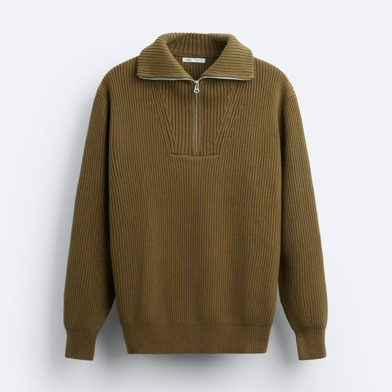 

Мужской свитер Zara Zip-collar, фисташковый, Зеленый