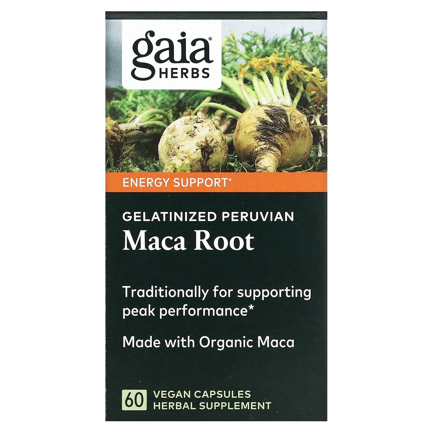 

Желатинированный корень маки, 60 растительных капсул, Gaia Herbs