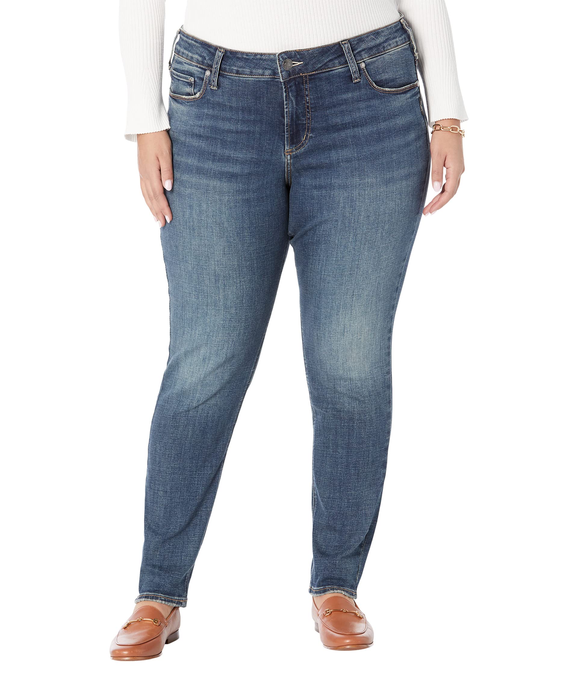 Джинсы Silver Jeans Co., Plus Size Elyse Mid-Rise Skinny Jeans W03116ECF308