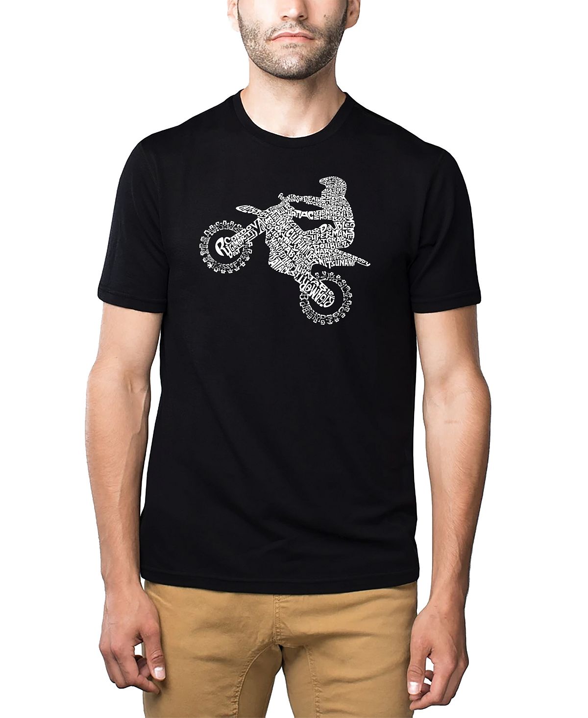Мужская футболка premium blend word art freestyle motocross fmx LA Pop Art, черный