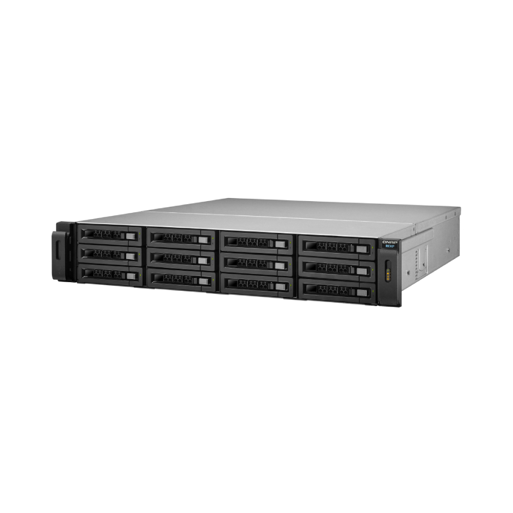 Серверное сетевое хранилище QNAP REXP-1200U-RP, 12 отсеков, без дисков, черный dell кабель dell 470 13426 3m mini sas hd mini sas 2pcs