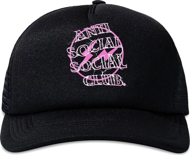 Кепка Anti Social Social Club x Fragment Design Bolt, черный/розовый