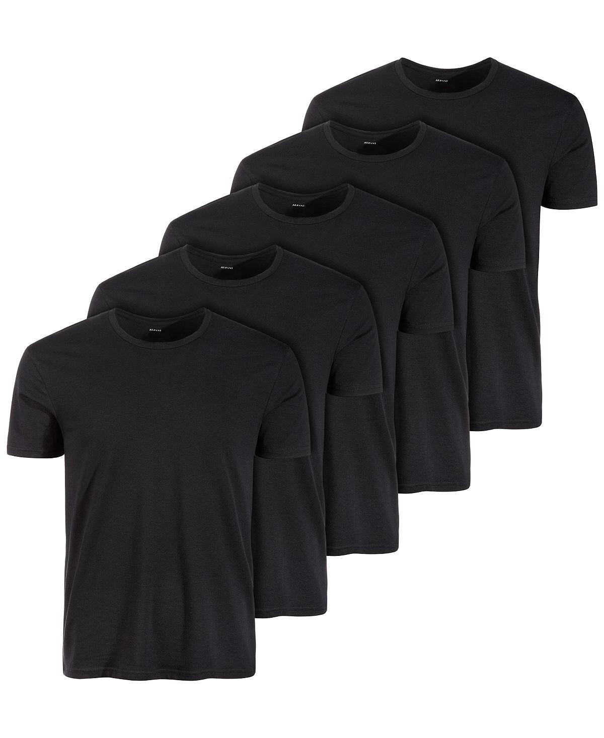 

Мужчины 5-pk. влагоотводящие однотонные футболки, созданные для macy's Alfani, черный