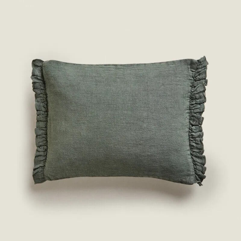 

Чехол для декоративной подушки Zara Home Washed Linen, серо-зеленый