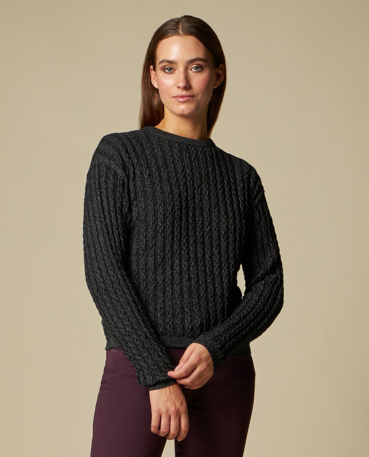 

Женский плетеный трико из смесового хлопка. NICE&CHIC, темно-синий