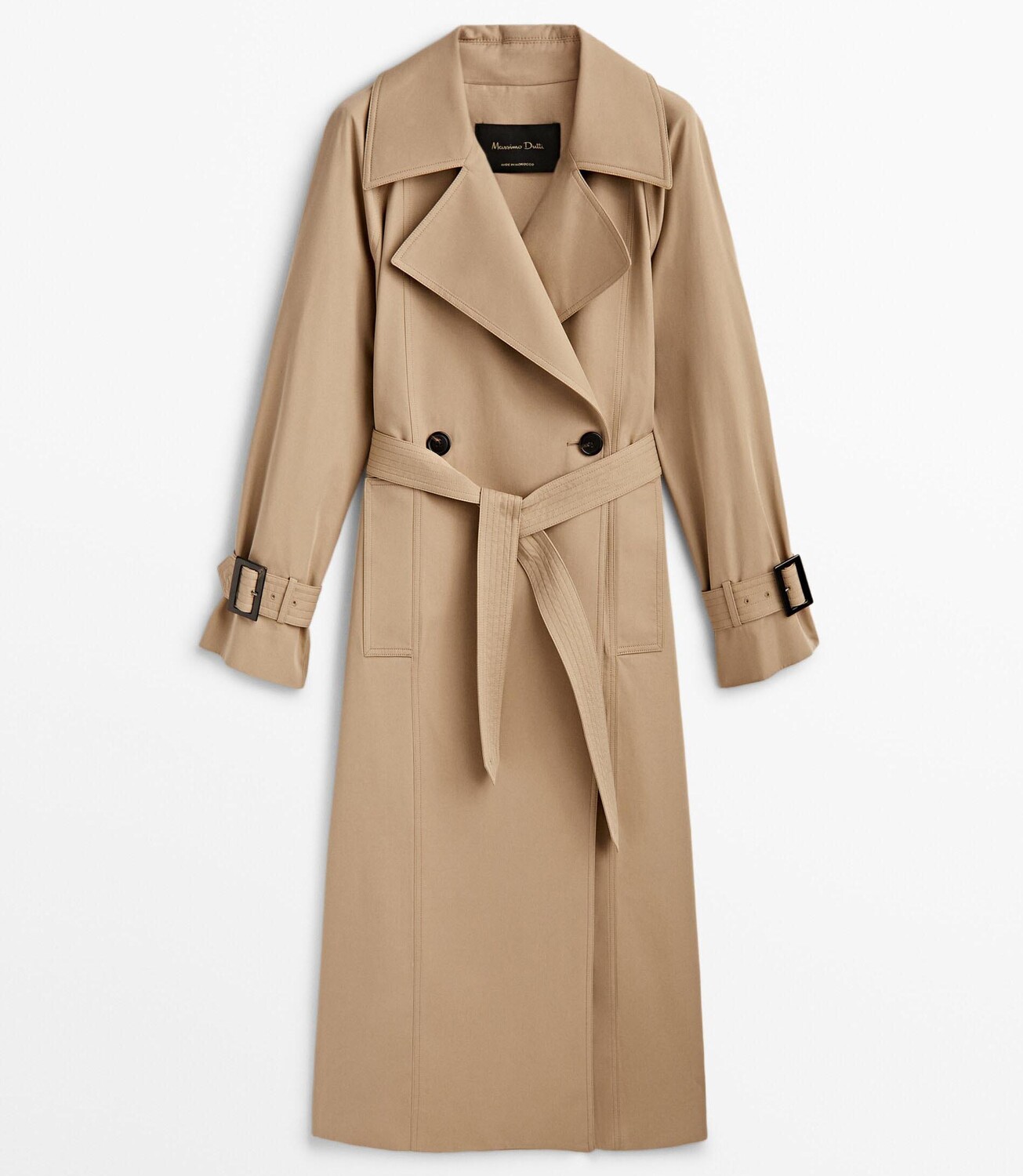 

Тренч Massimo Dutti Loose-fitting With Belt, бежевый