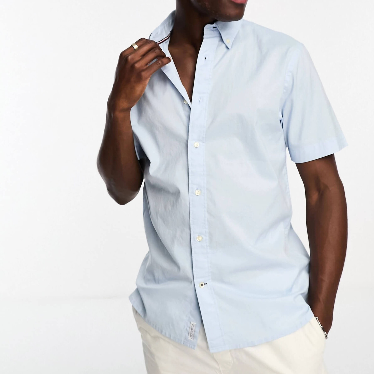 

Рубашка с коротким рукавом Tommy Hilfiger Regular Fit Poplin, голубой