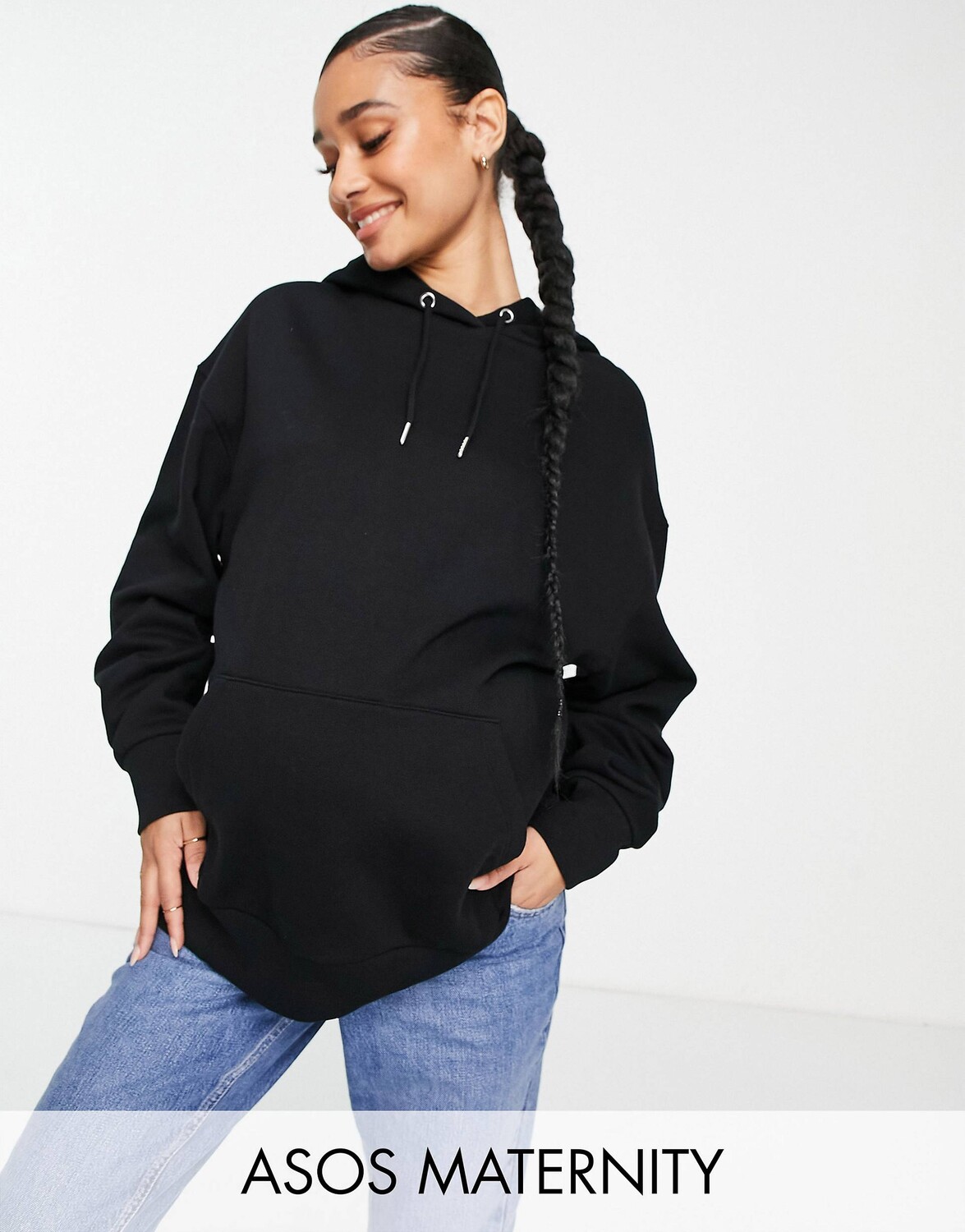 

Черная толстовка с капюшоном в стиле бойфренд ASOS DESIGN Maternity, Черный
