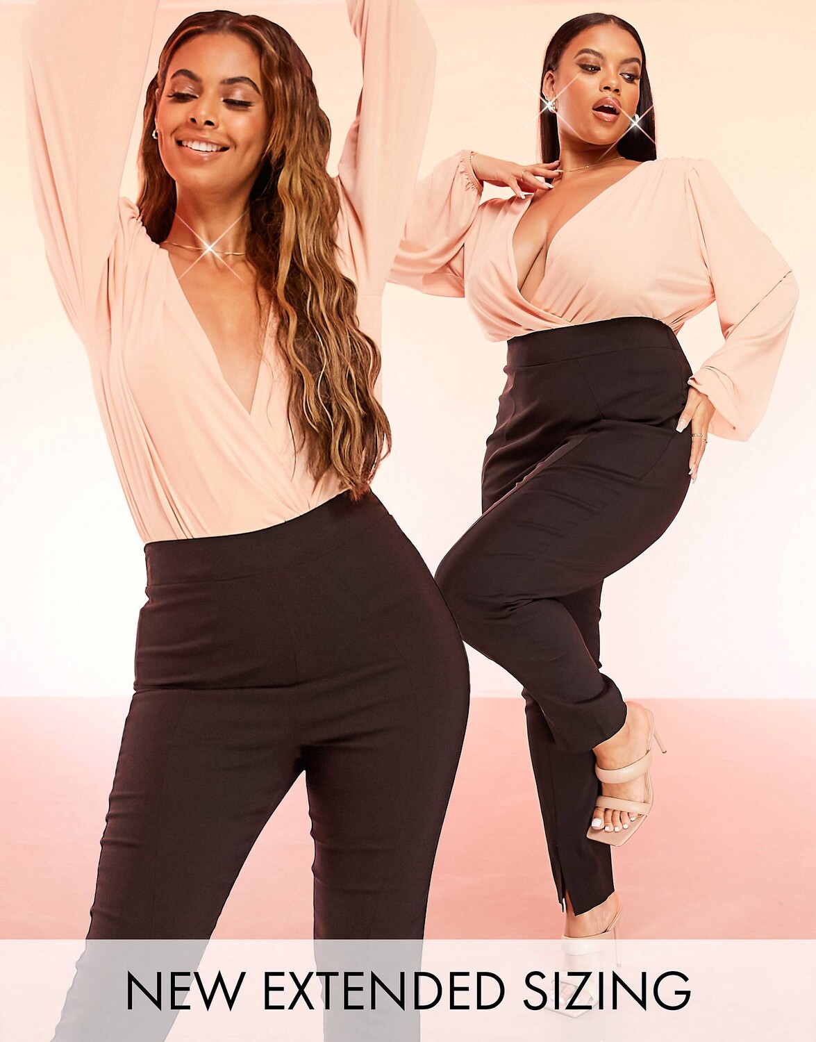 

Персиковый блузон с глубоким вырезом ASOS DESIGN