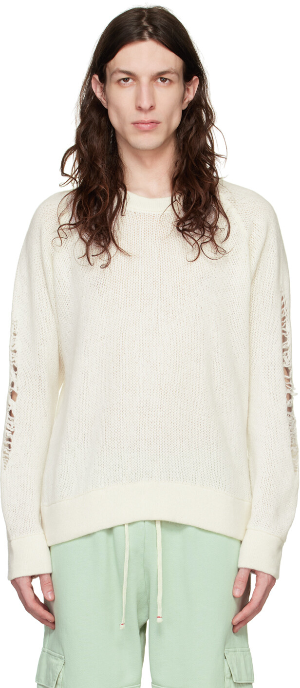 

Потертый свитер Off-White Les Tien, Белый, Потертый свитер Off-White Les Tien
