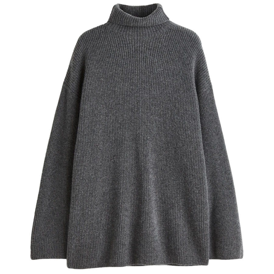 

Свитер H&M Premium Selection Ribbed Cashmere Turtleneck, темно-серый