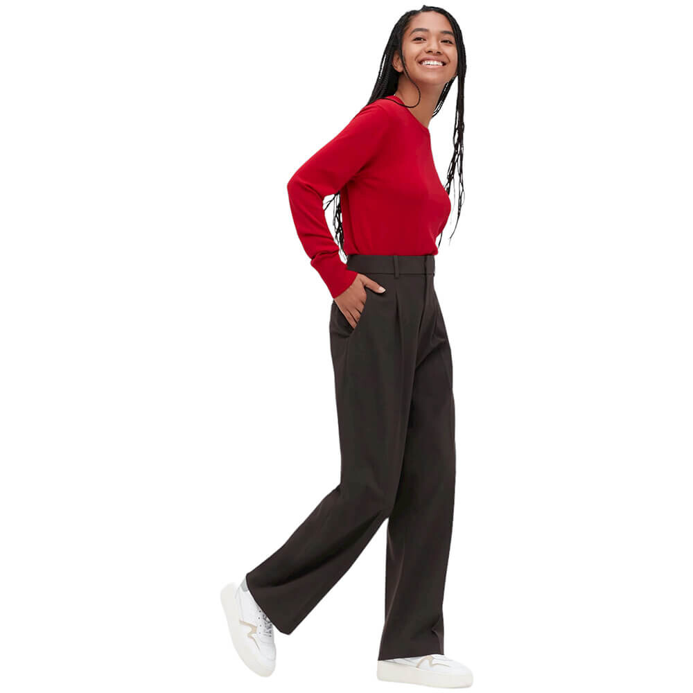 

Брюки Uniqlo Pleated Wide, темно-коричневый