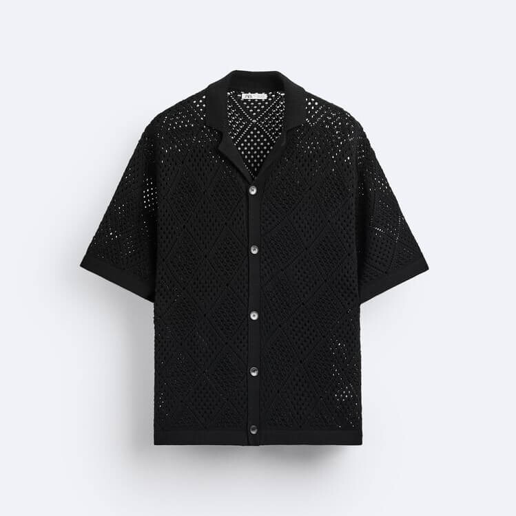 

Рубашка Zara Crochet Knit, черный