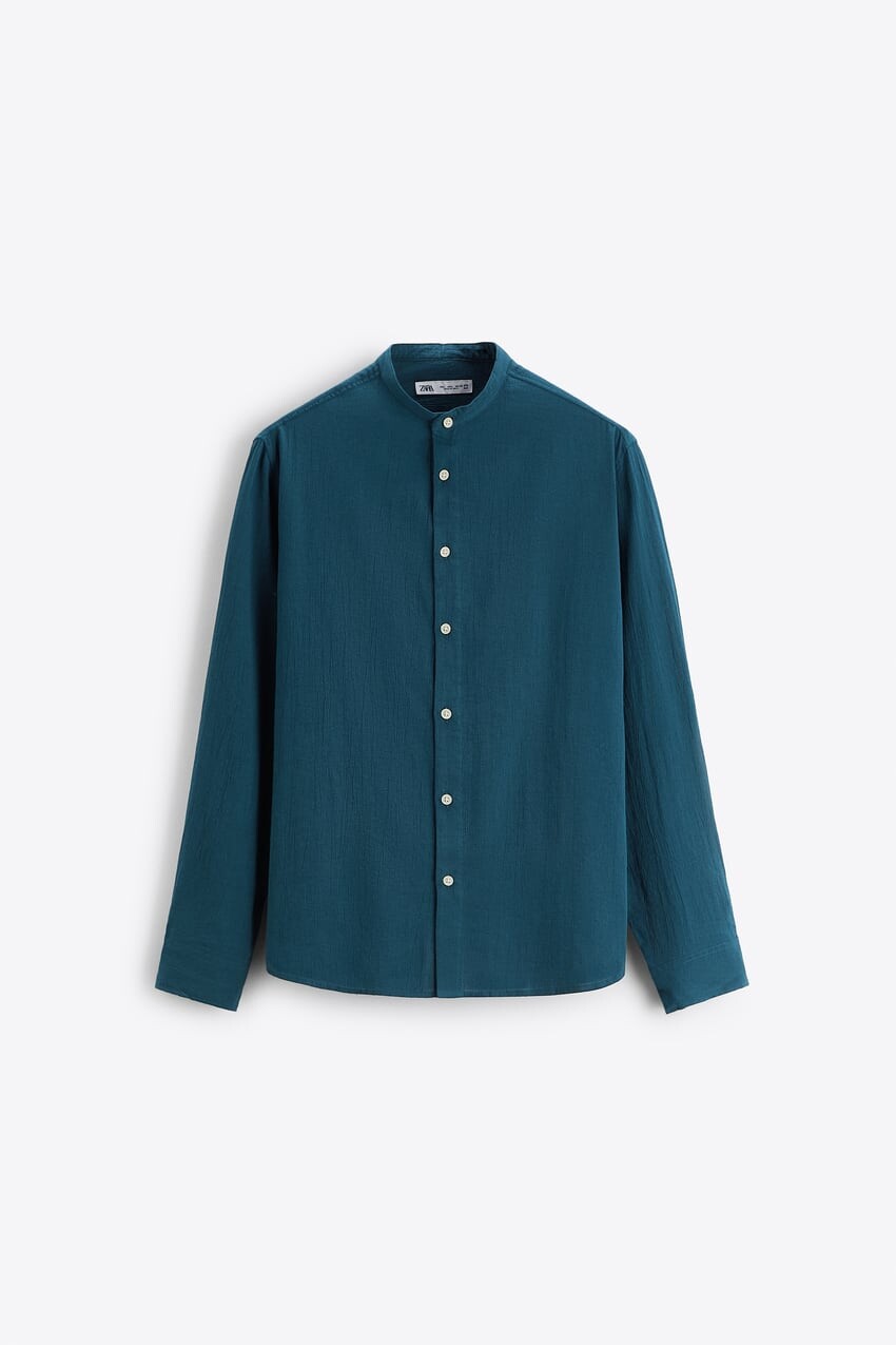 

Рубашка Zara creased-effect, тёмно-голубой