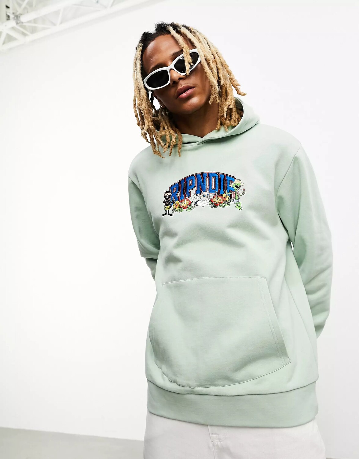 

Худи Rip N Dip With Varsity Logo Print, светло-зеленый