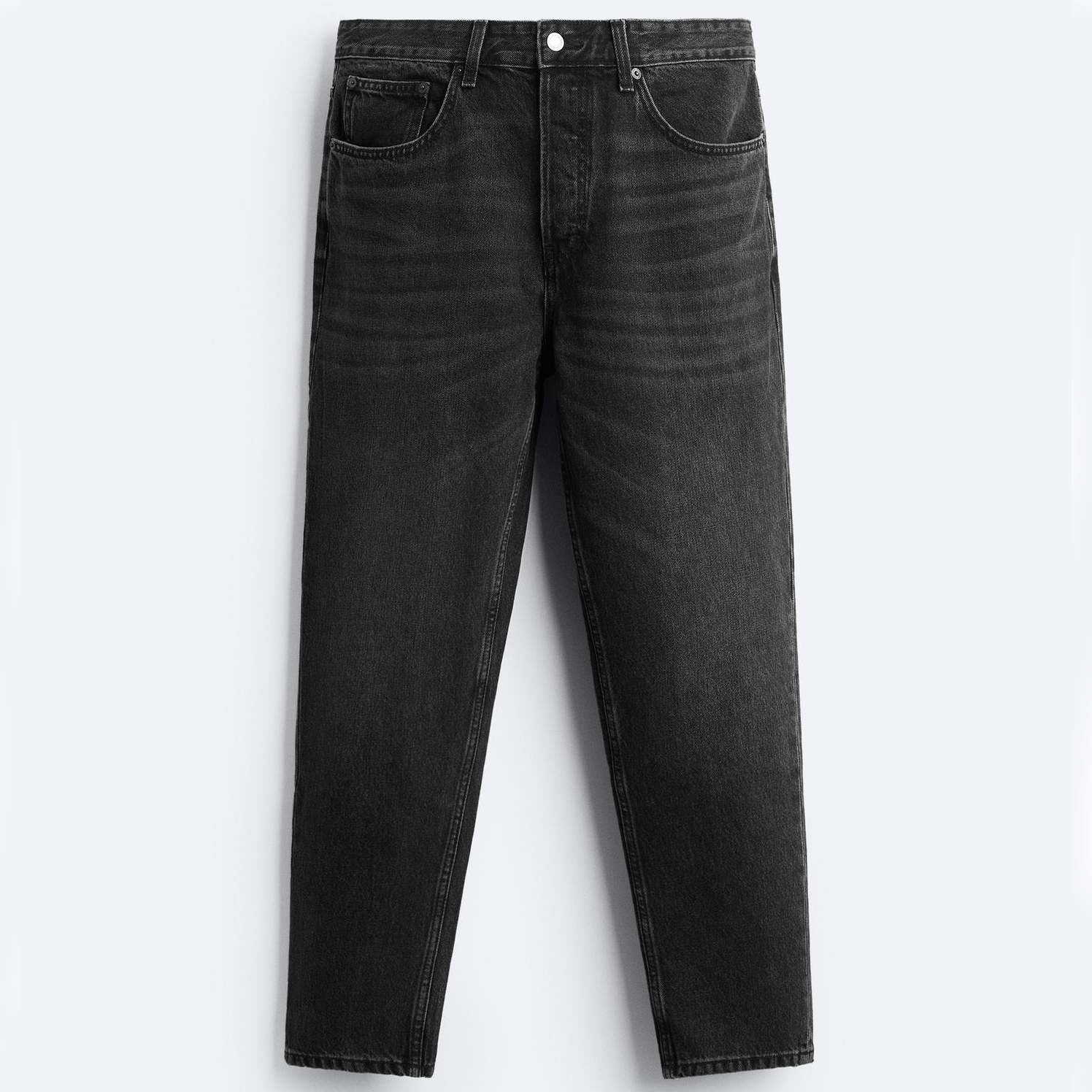 Джинсы Zara Slim Cropped-fit, черный джинсы узкие 78 застежка на молнию на щиколотке 38 fr 44 rus розовый