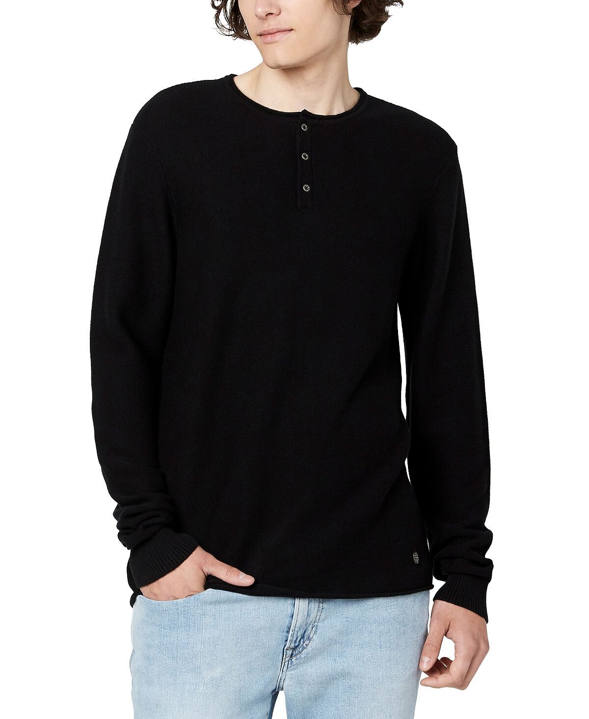 

Мужской свитер wamill с длинными рукавами henley Buffalo David Bitton, черный
