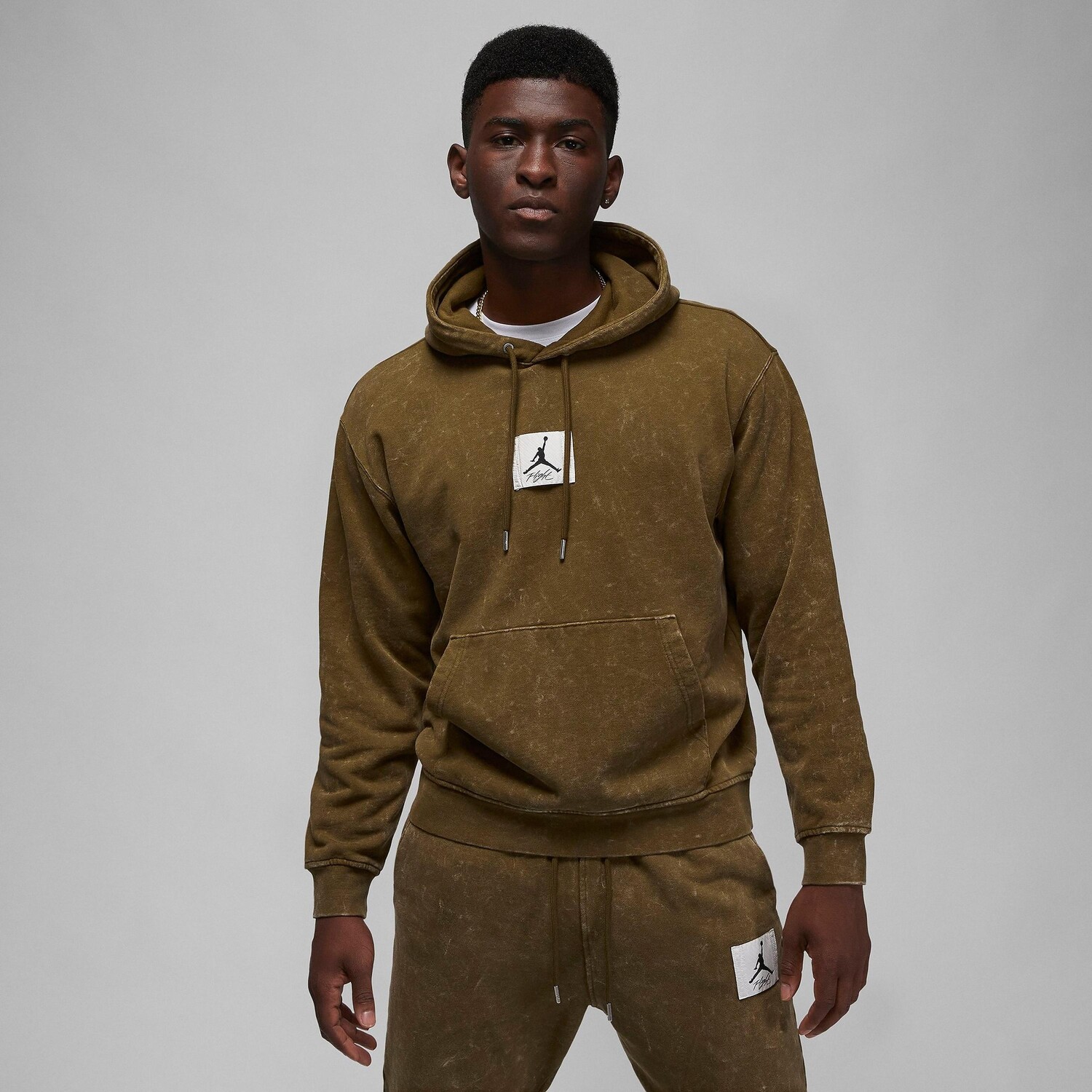 

Флисовый пуловер с капюшоном Jordan Essentials All-Over Wash, зеленый