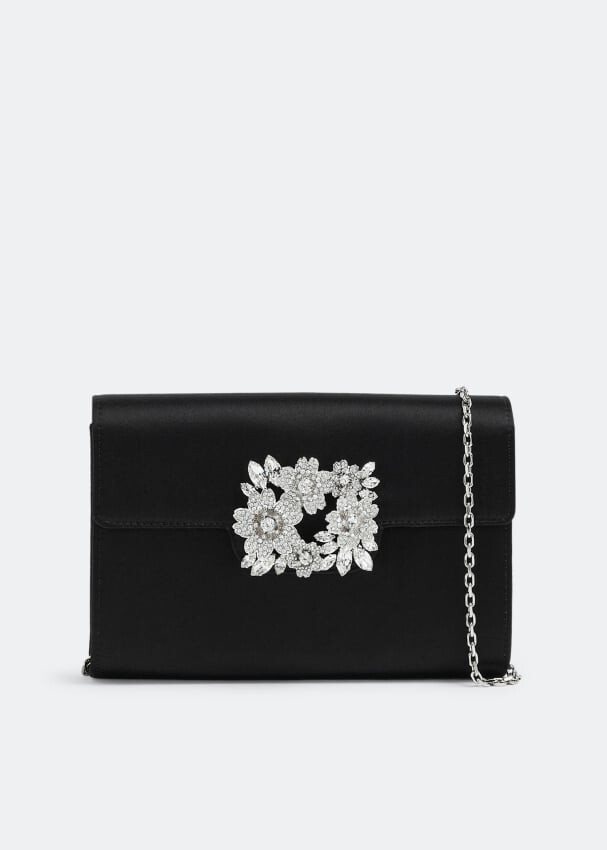 

Сумка ROGER VIVIER RV Bouquet Strass Buckle mini flap bag, черный