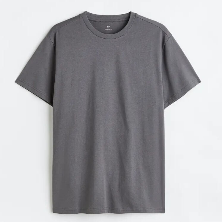 

Футболка H&M Regular Fit Crew-neck, темно-серый