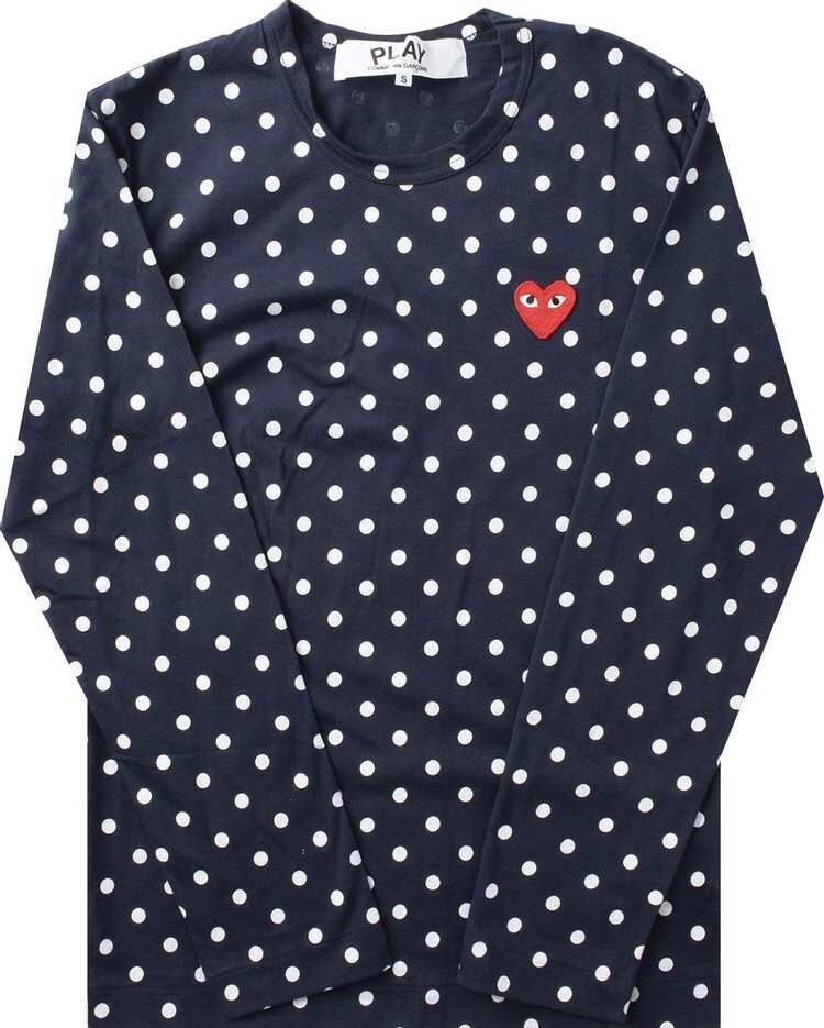 

Футболка Comme des Garçons PLAY Polka Dot Heart Logo Long-Sleeve T-Shirt 'Navy/White', синий