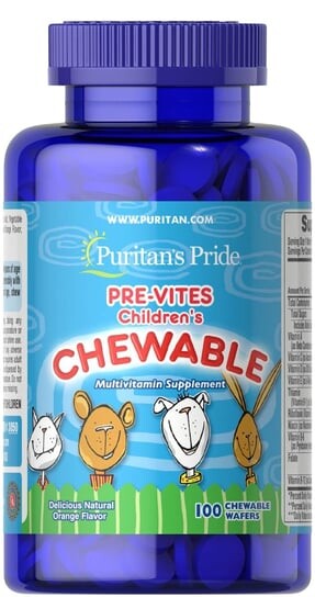 

Puritan's Pride, Pre-Vites Мультивитамин для детей, 100 жевательных вафель