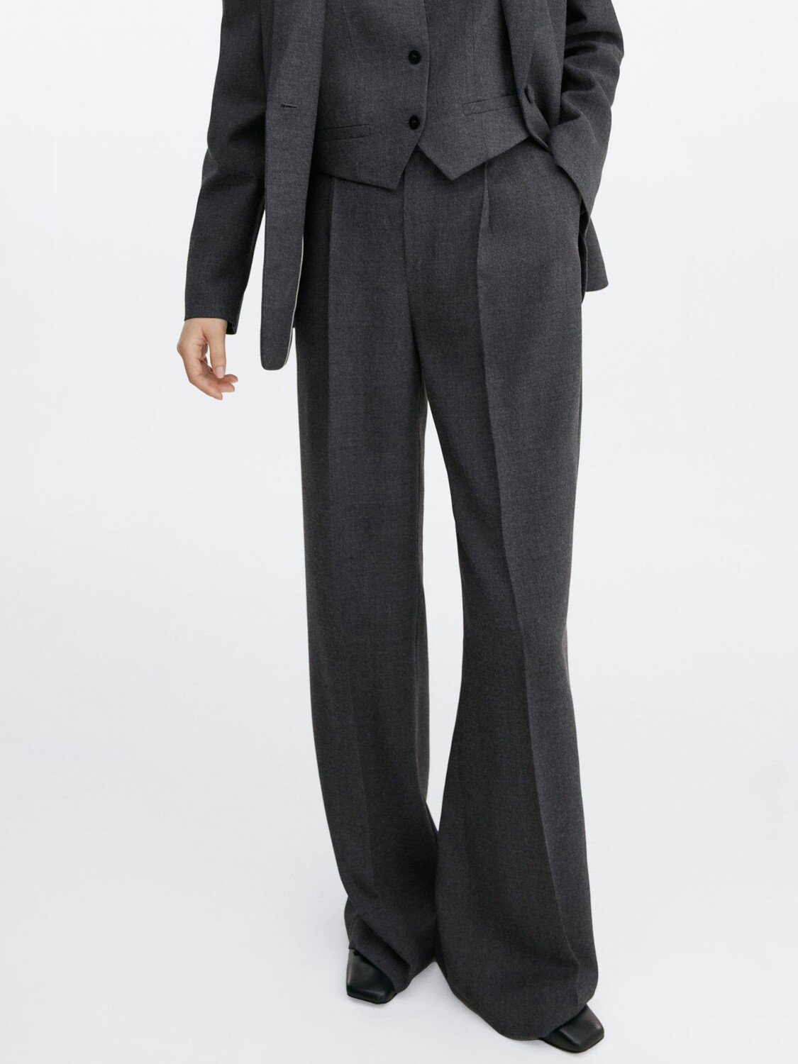 

Широкие брюки Paris Tailored Mango, серый