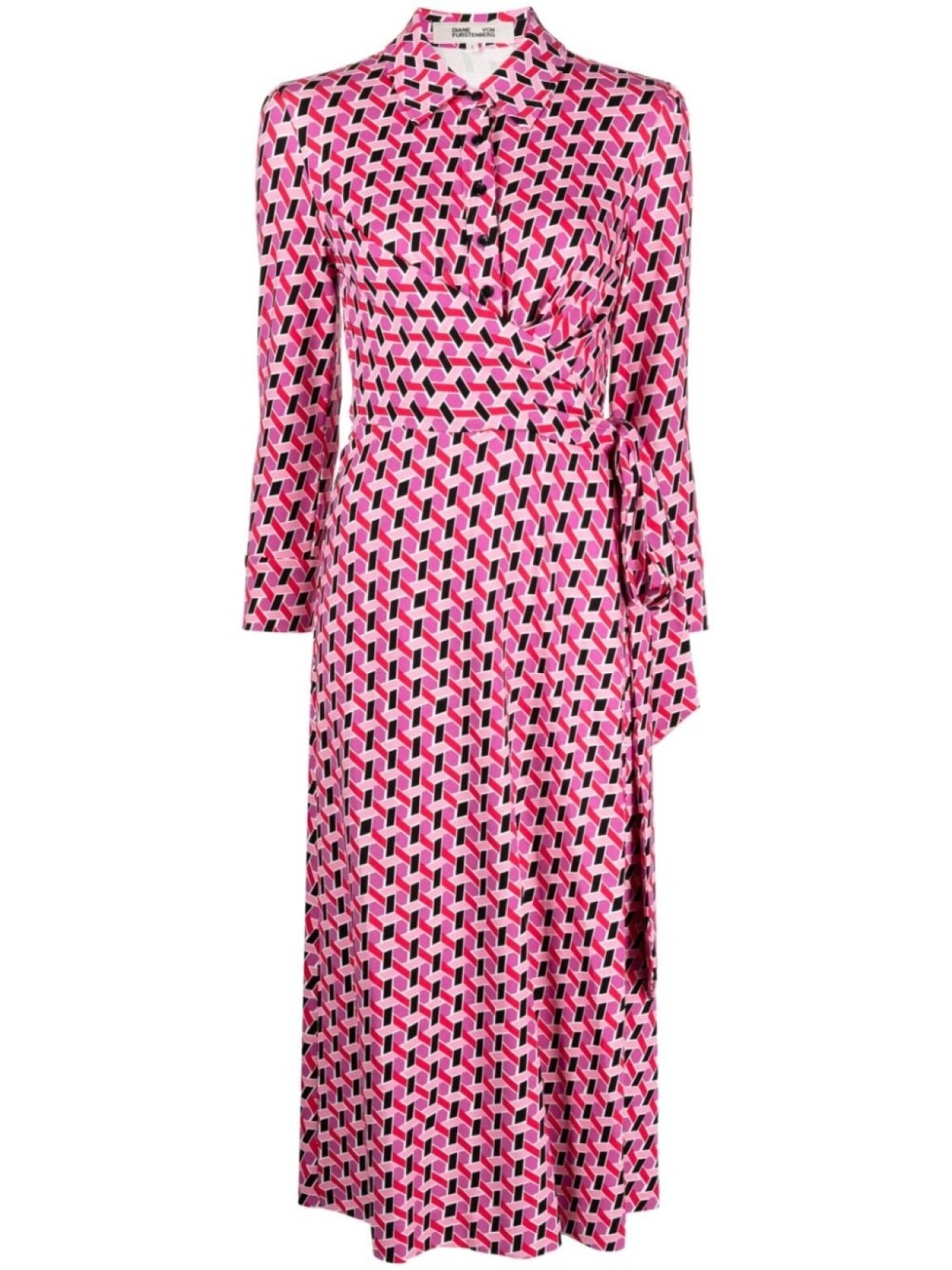 

DVF Diane von Furstenberg платье миди с геометричным принтом, розовый