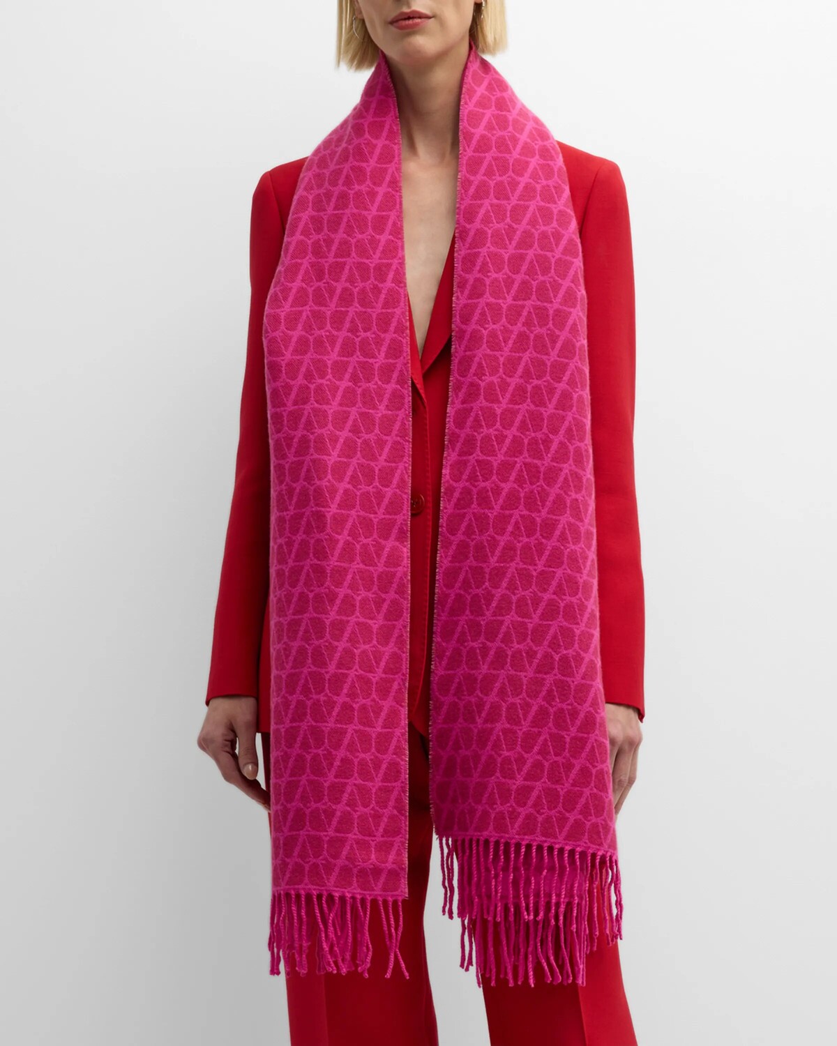 

Жаккардовый палантин из смесового кашемира Toile Iconographe Valentino Garavani, цвет Pink Chiaro Pink Scuro