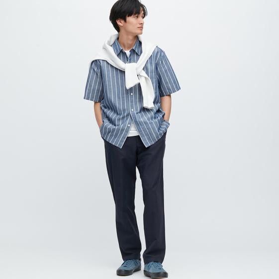 

Брюки мужские Uniqlo Linen Blend Relaxed Fit Trousers, тёмно-синий
