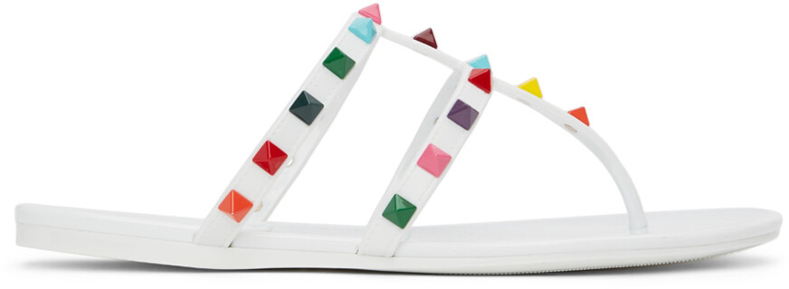 

Белые шлепанцы Rockstud Valentino Garavani