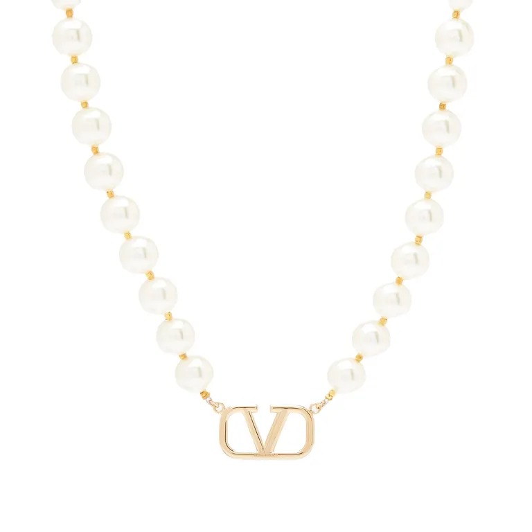 Ожерелье Valentino Signature Pearly, золотой/белый ожерелье колье наручники из нержавеющей стали женское ожерелье регулируемой длины короткое ожерелье колье мужское ожерелье