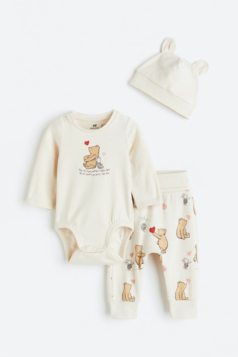 

Комплект из 3 предметов джерси H&M, светло-бежевый/винни-пух