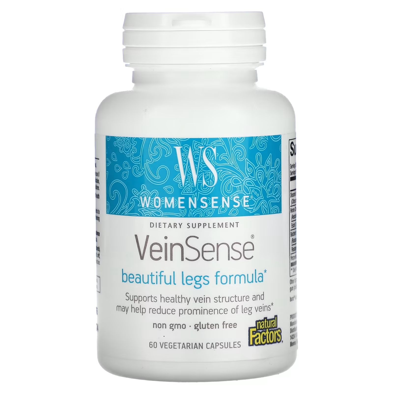 Natural Factors WomenSense VeinSense, 60 вегетарианских капсул natural factors womensense экстракт витекса священного 90 вегетарианских капсул