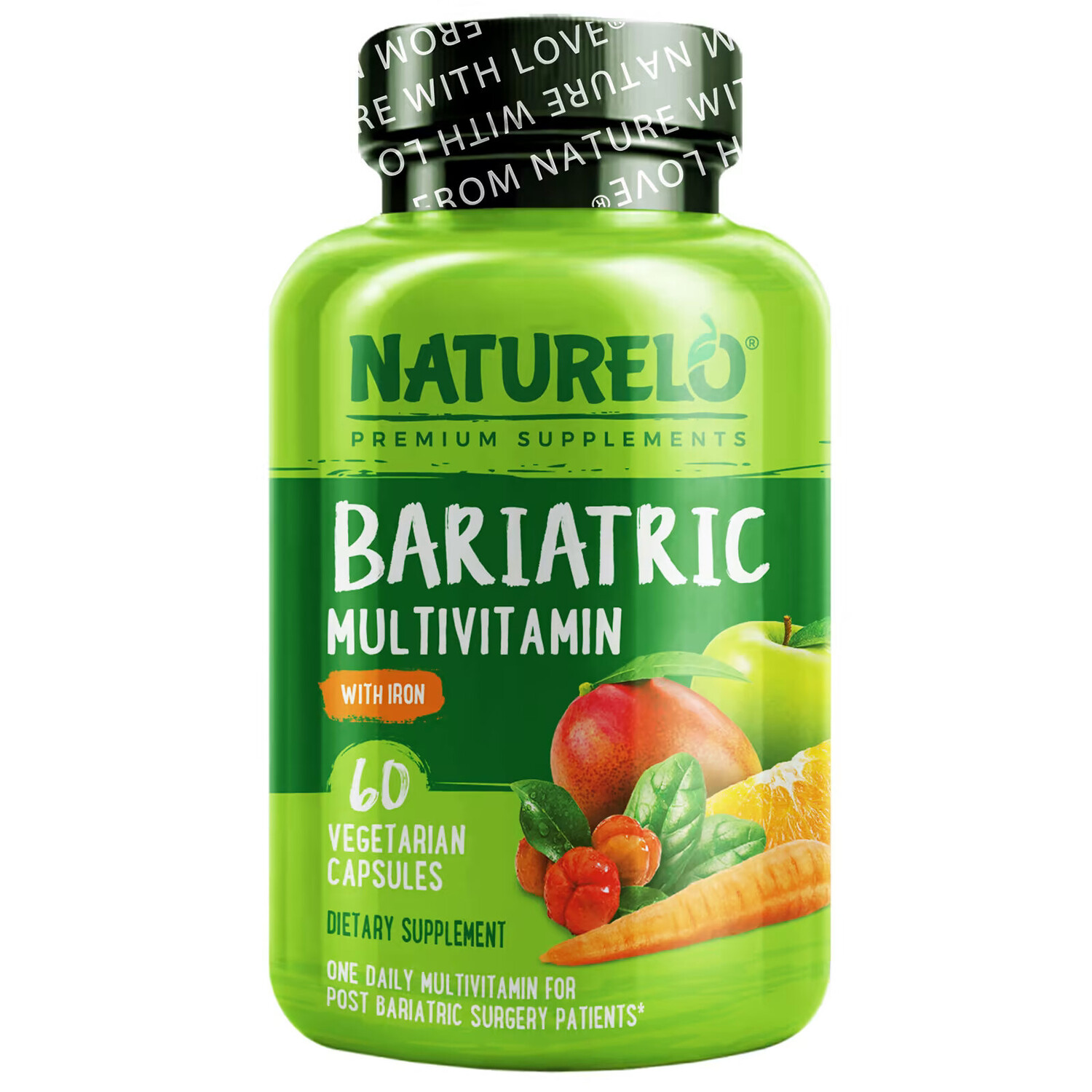

NATURELO, бариатрические мультивитамины с железом, 60 вегетарианских капсул