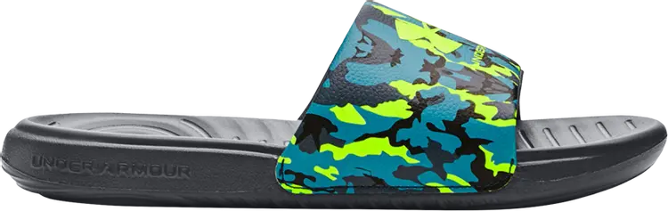 

Сандалии Under Armour Ansa Graphic Slide GS Blue Lime Surge Camo, зеленый