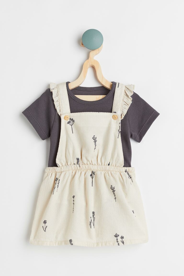 

Комплект из 2 предметов из хлопка H&M, темно-серый/цветы