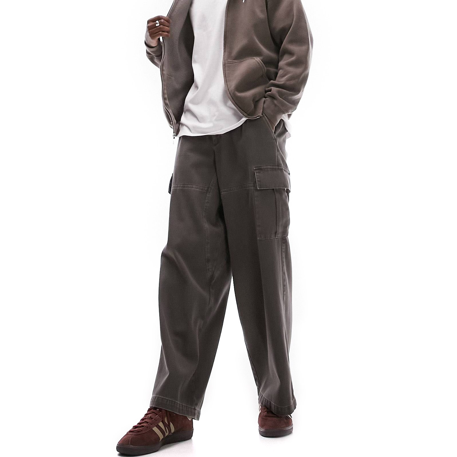 Брюки-карго Topman Extreme Baggy, серый хаки свободные брюки topman экрю