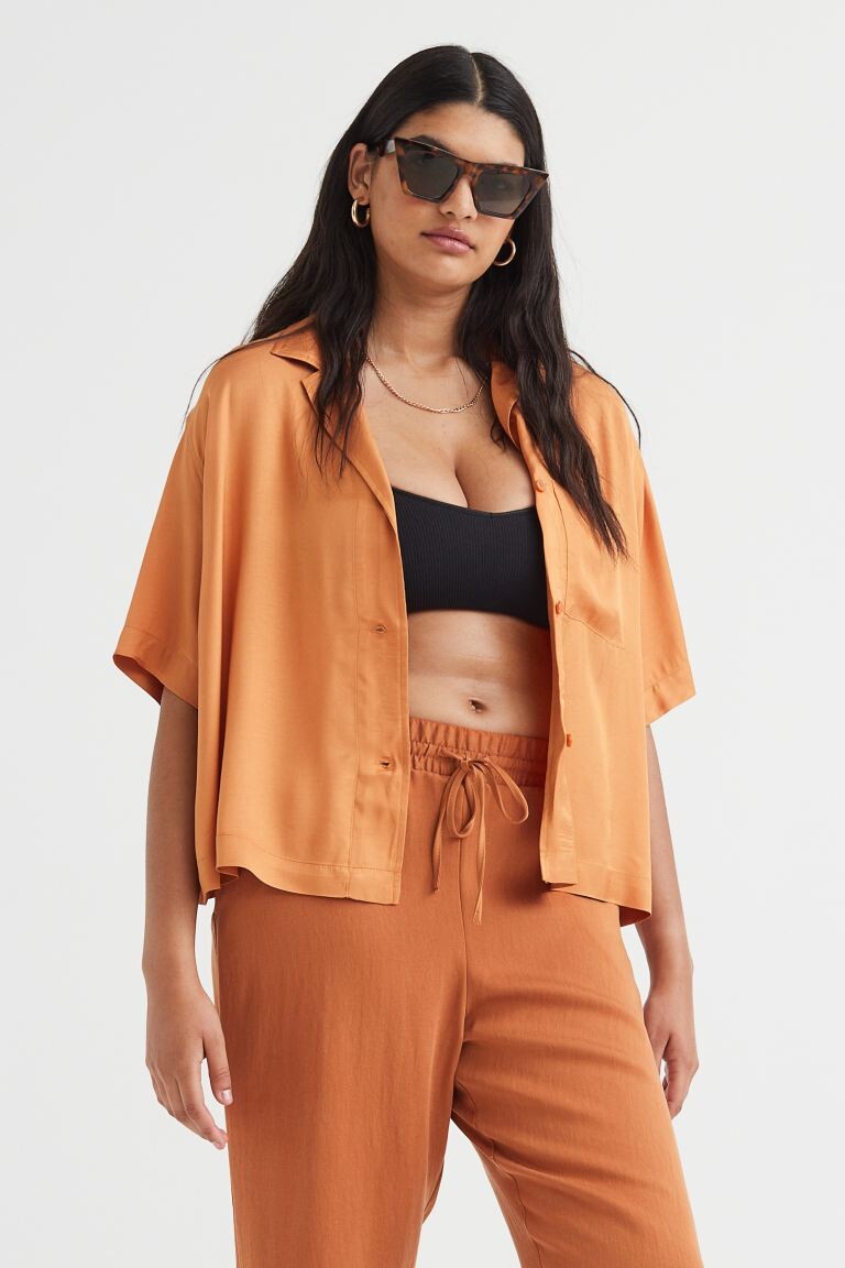 

Рубашка оверсайз с короткими рукавами H&M, апельсин