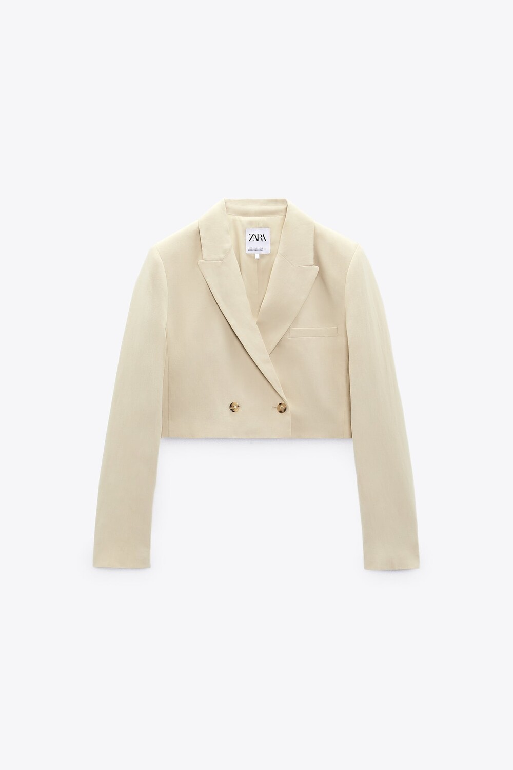 

Укороченный пиджак из смешанной льна ZARA, солома