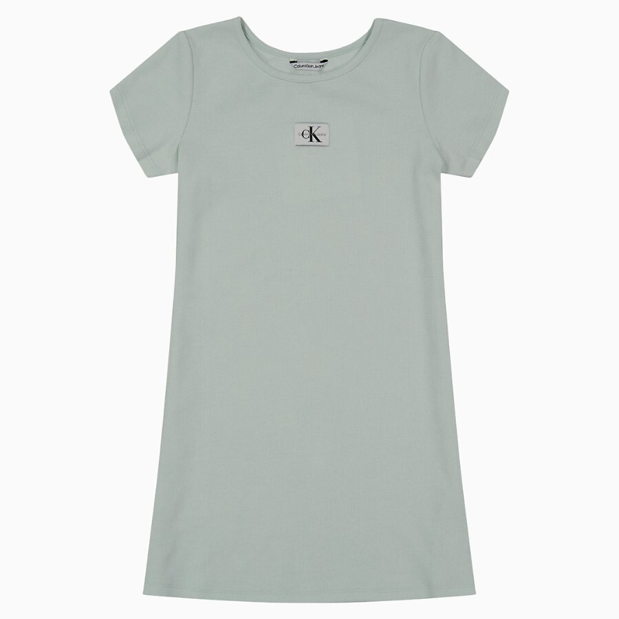 

Платье футболка Calvin Klein Girls Monogram Logo Crewneck, светло-зеленый