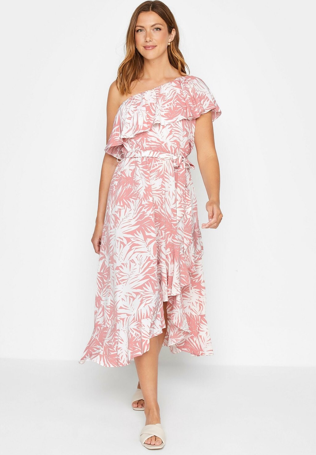 

Платье повседневное LEAF PRINT ONE SHOULDER Long Tall Sally, цвет pink