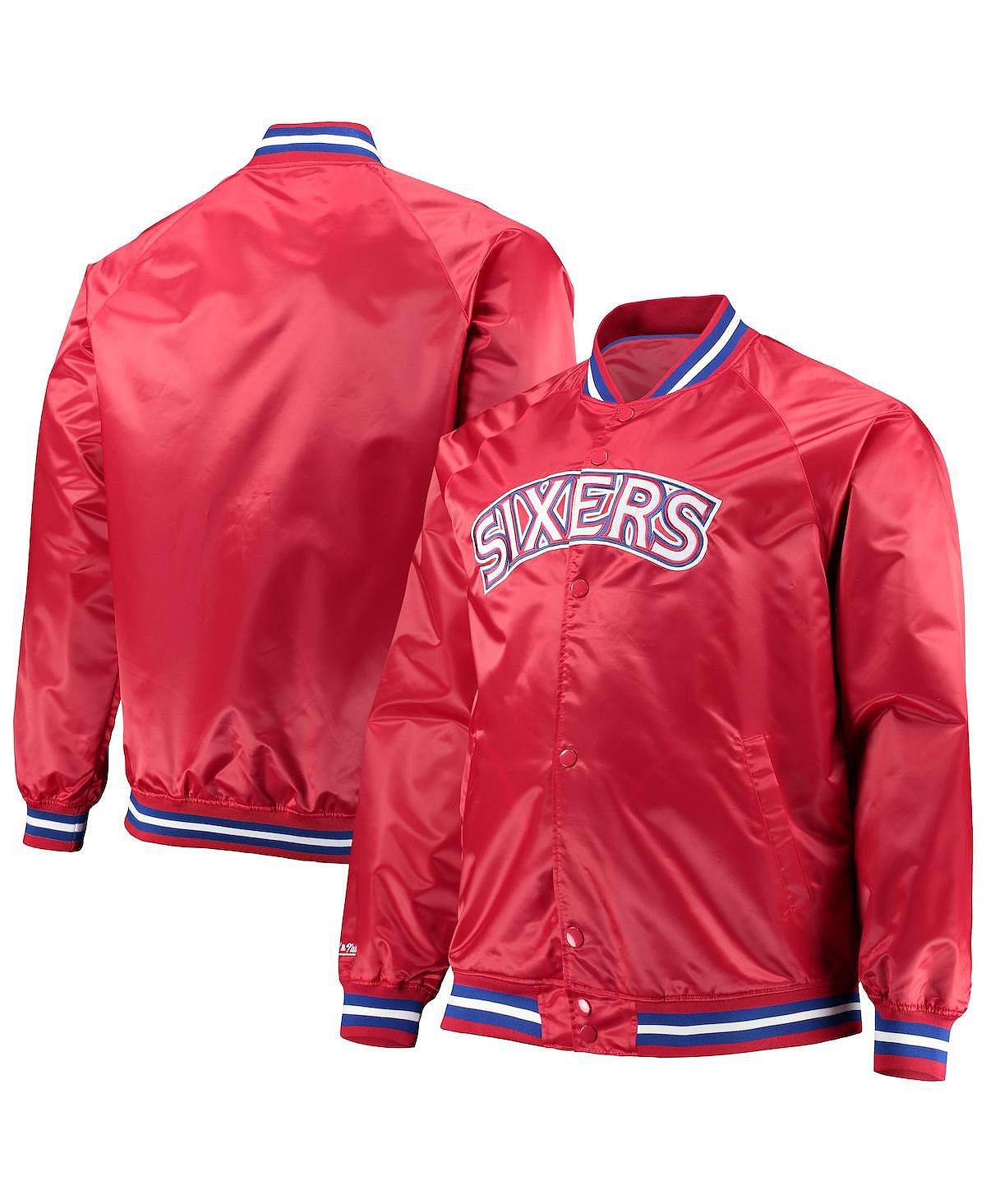Мужская красная куртка philadelphia 76ers big and tall hardwood classics raglan satin full-snap jacket Mitchell & Ness, красный
