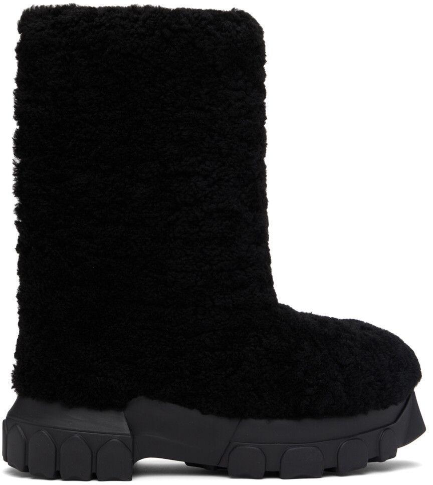 

Черные тракторные сапоги из овечьей шерсти Lunar Rick Owens, Черный