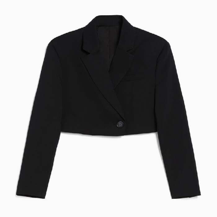

Блейзер Bershka Сropped Tailored Twil, черный